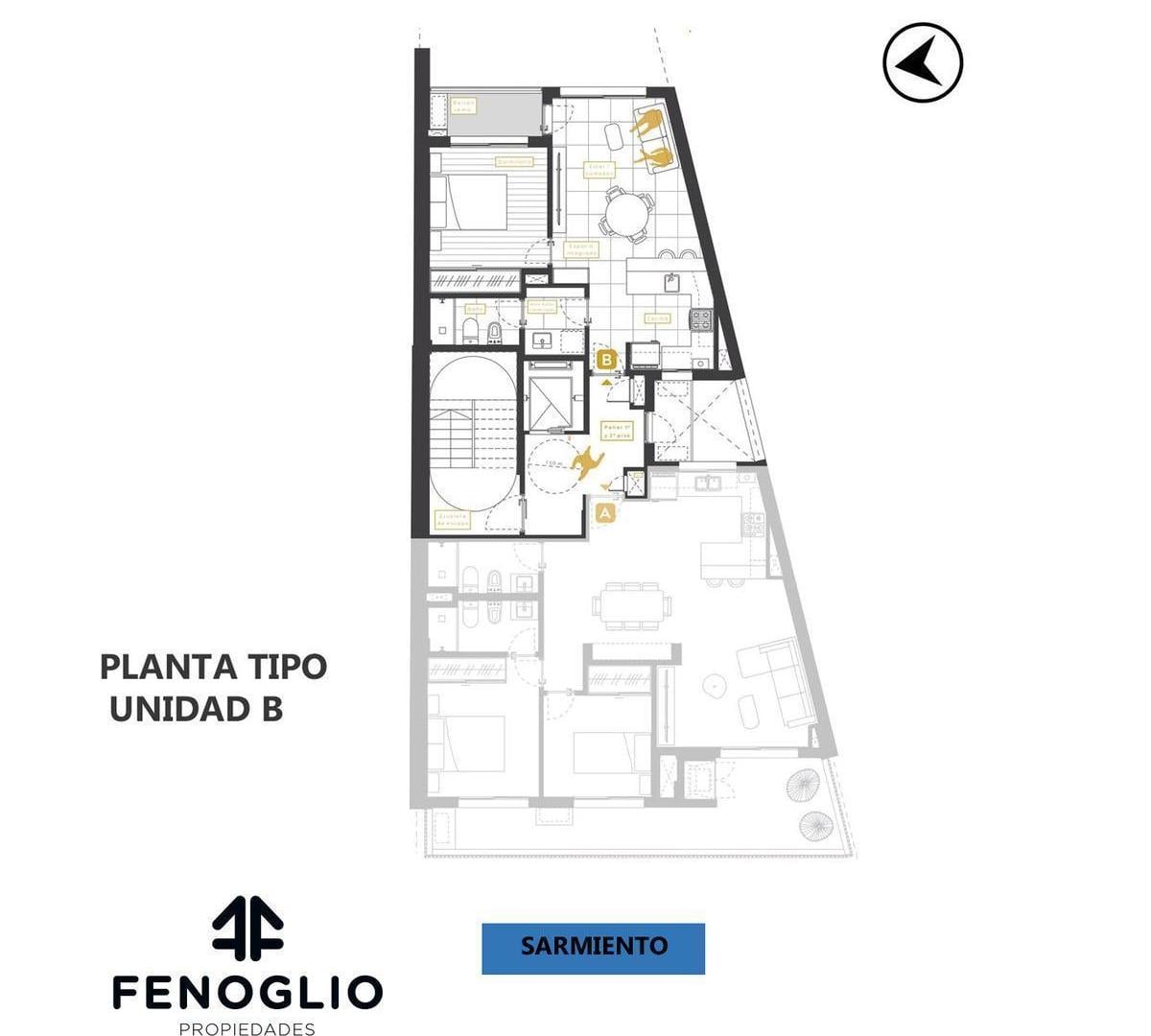 Departamento en venta un dormitorio con balcon Abasto Rosario