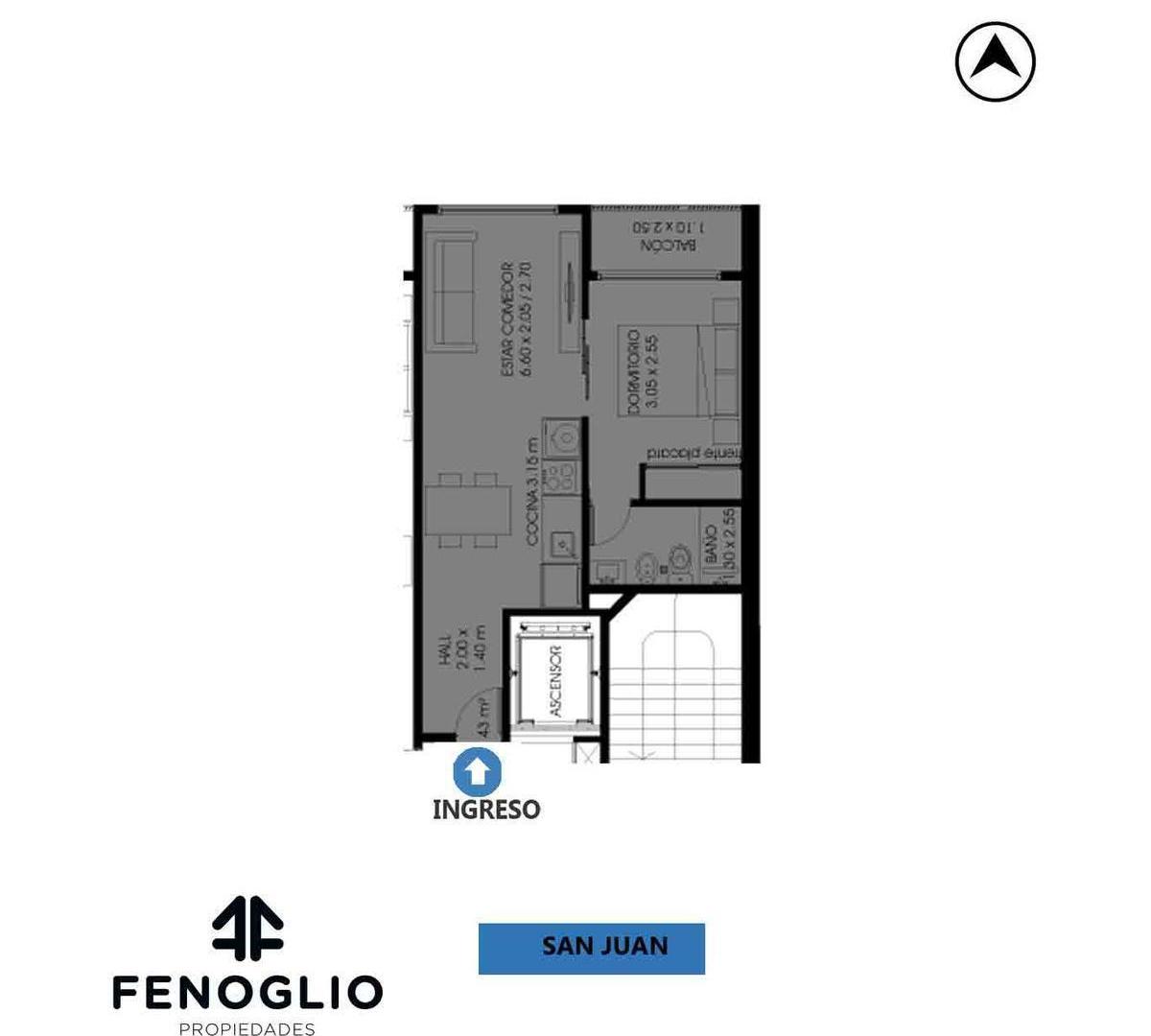 Departamento un dormitorio y terraza en venta Centro