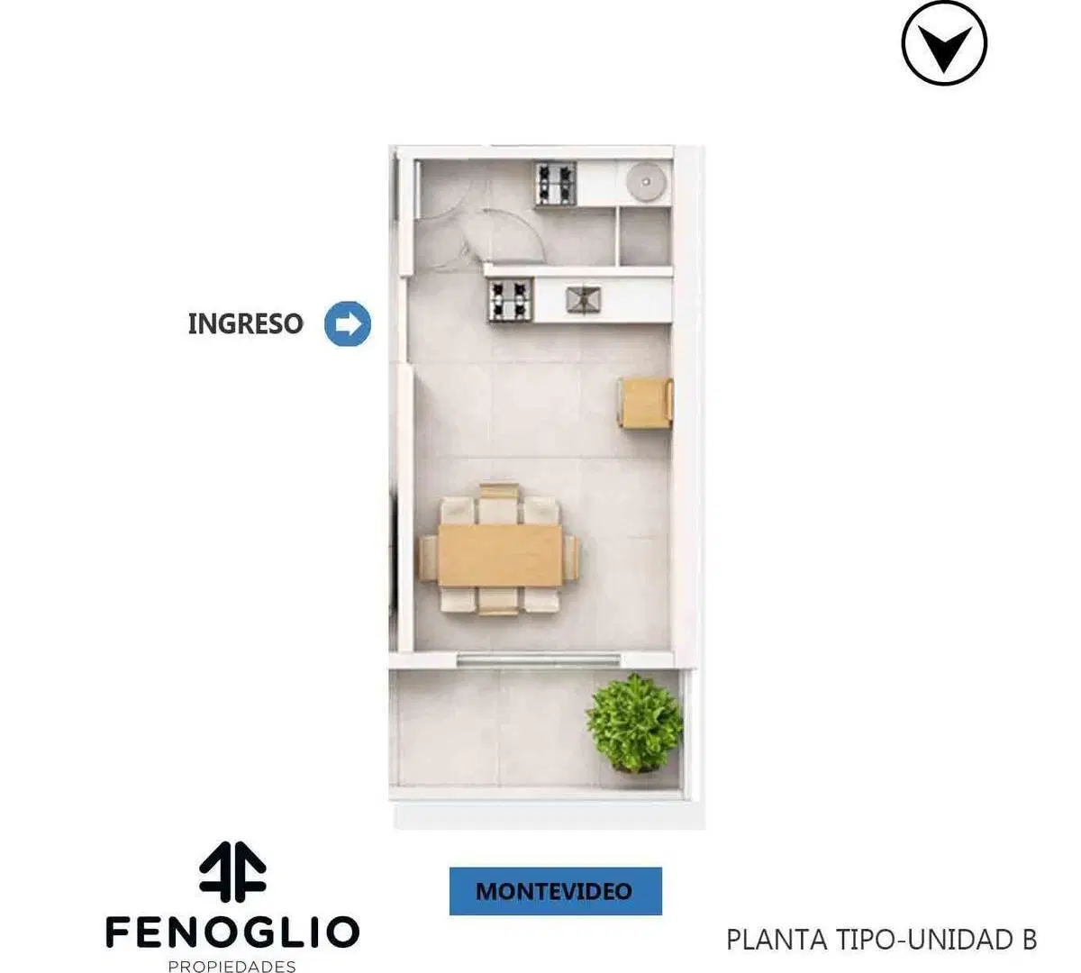 Departamento monoambiente al frente en venta Centro Rosario 3