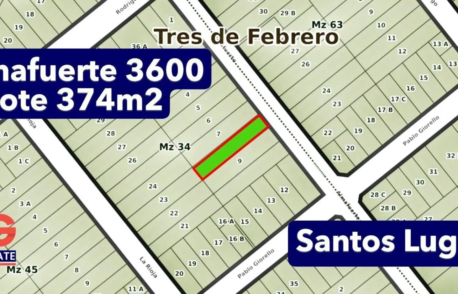 Lote en Venta 1100m2 aprox Desarrollo - Santos Lugares 2