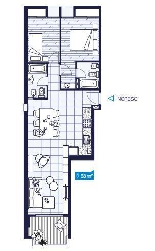 DEPARTAMENTO EN VENTA PICHINCHA | 2 DORMITORIOS | PISO 2° A | FRENTE | 68 m²