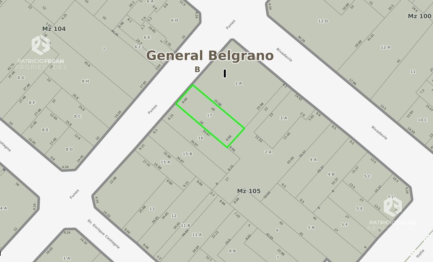 Terreno en  el centro de General Belgrano