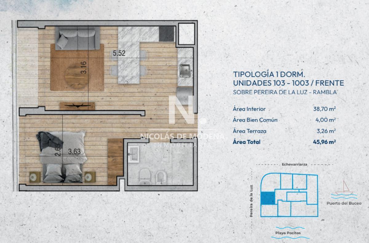 Foto de Venta Apartamento En Construccion de 1 Dormitorio en Pocitos,Montevideo!, imagen 2