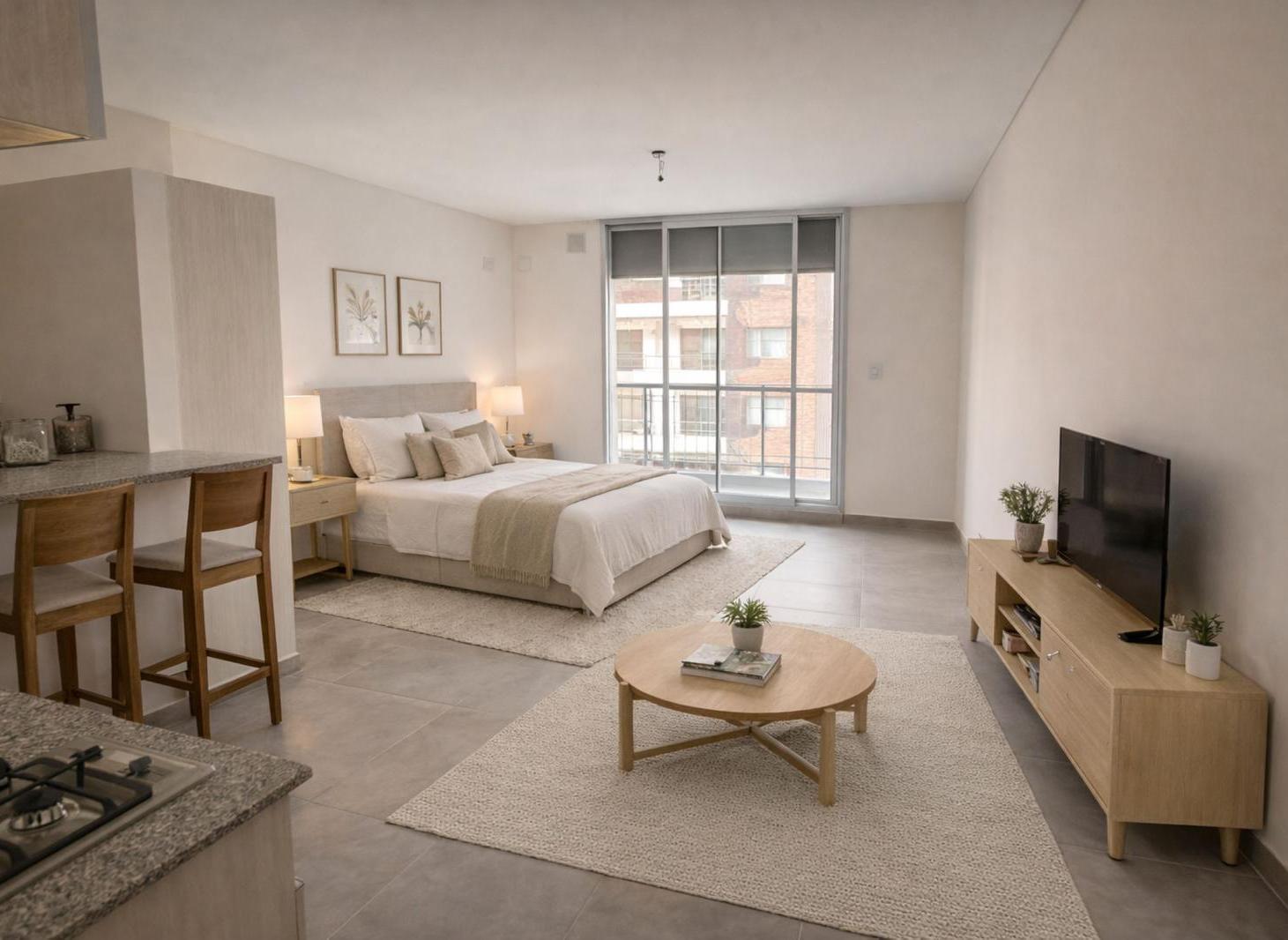 Venta departamento monoambiente con balcón y amenities en barrio Nuestra Señora de Lourdes