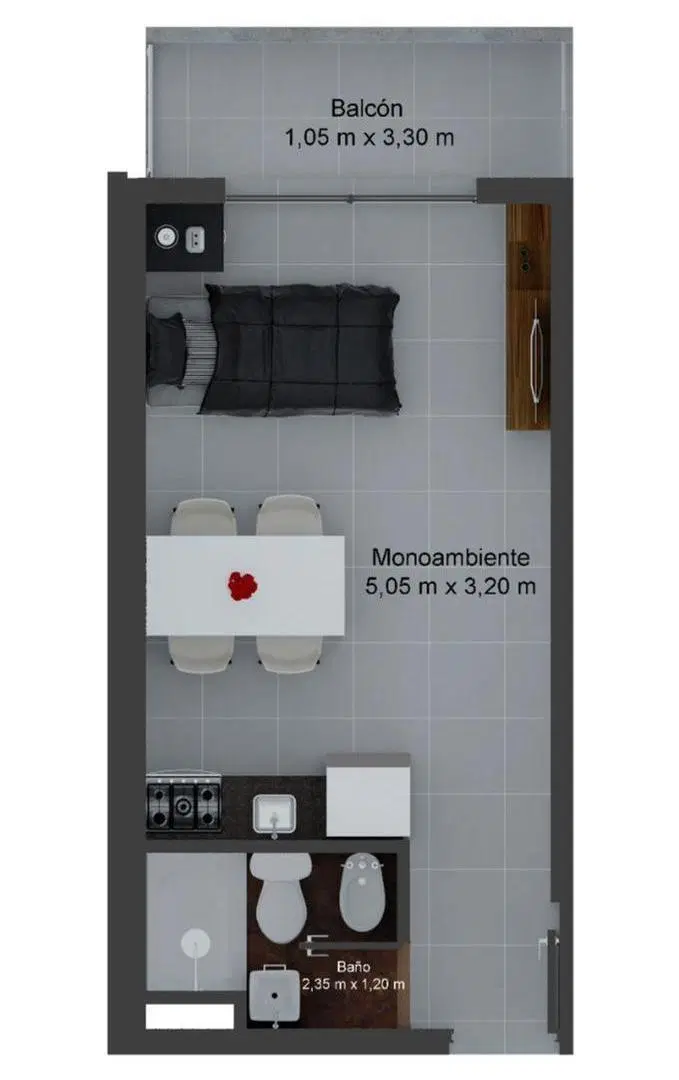 Venta departamento monoambiente con balcón al frente barrio amenities Abasto, Rosario 5