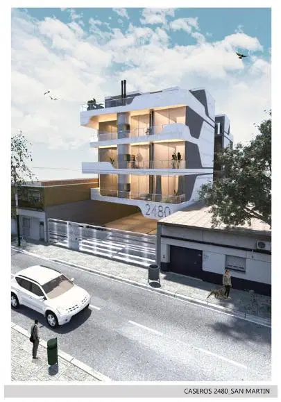 Departamento en  venta de 3 ambientes al frente con balcón y terraza propia.- San martin centro 2