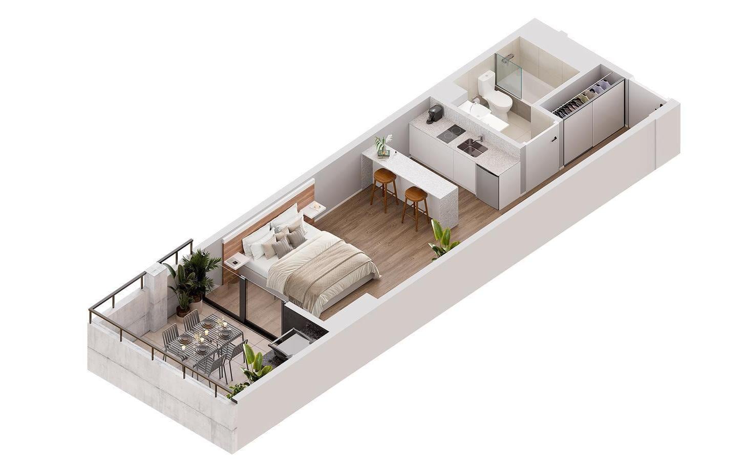 Foto de Venta Departamento Monoambiente con gran Balcón y parrilla electrica, imagen 2