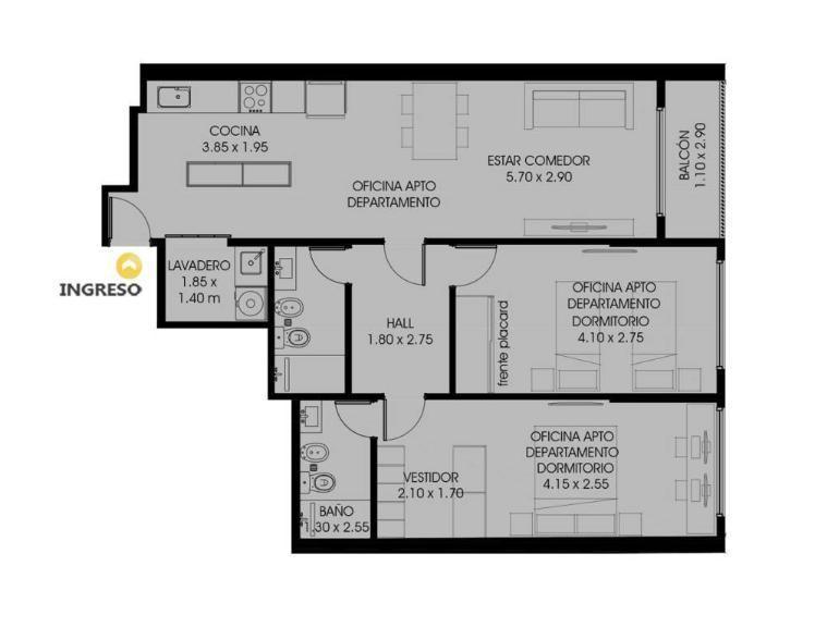 VENTA - Departamento de 2 dormitorios, 2 baños. Centro, Rosario.