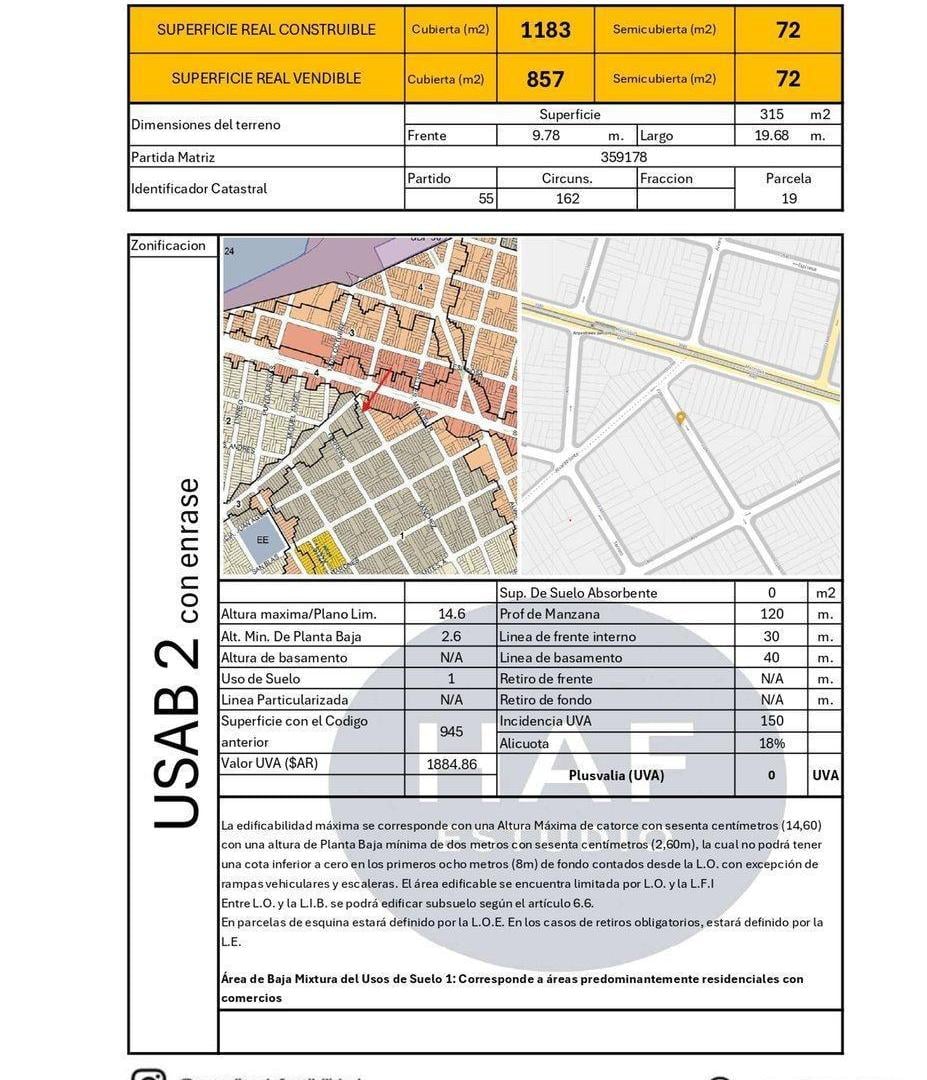 VENTA LOTE 1144 MTS CONSTRUIBLES PATERNAL