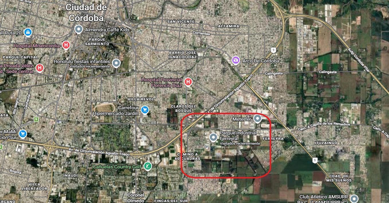 25 hectareas zona industrial Ferreyra ciudad de Cordoba Apto parque industrial en conjunto con desar