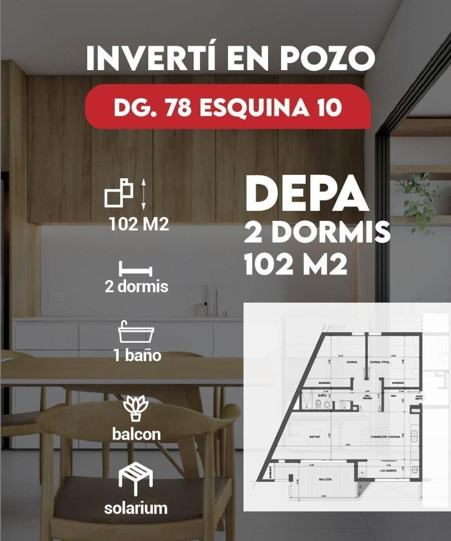 Foto de Departamento 2 dormitorios en POZO en venta en La Plata, imagen 2