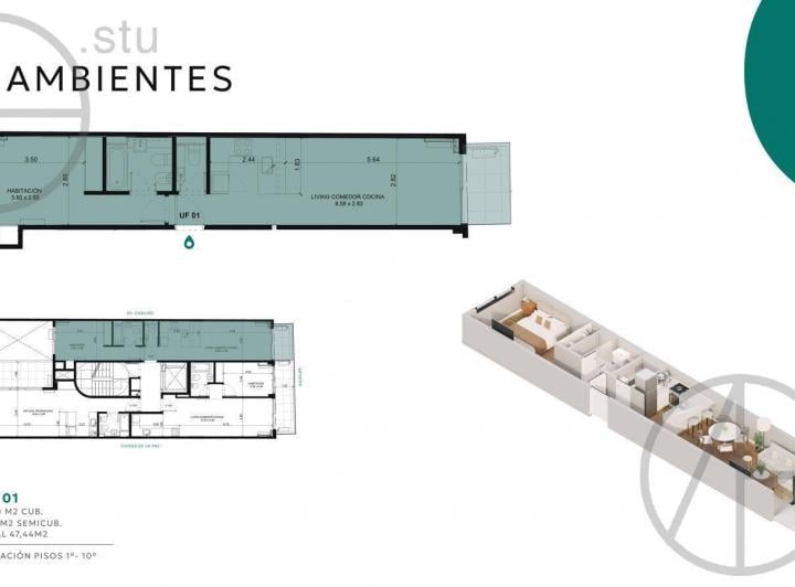 Departamento en venta 2 ambientes en Belgrano