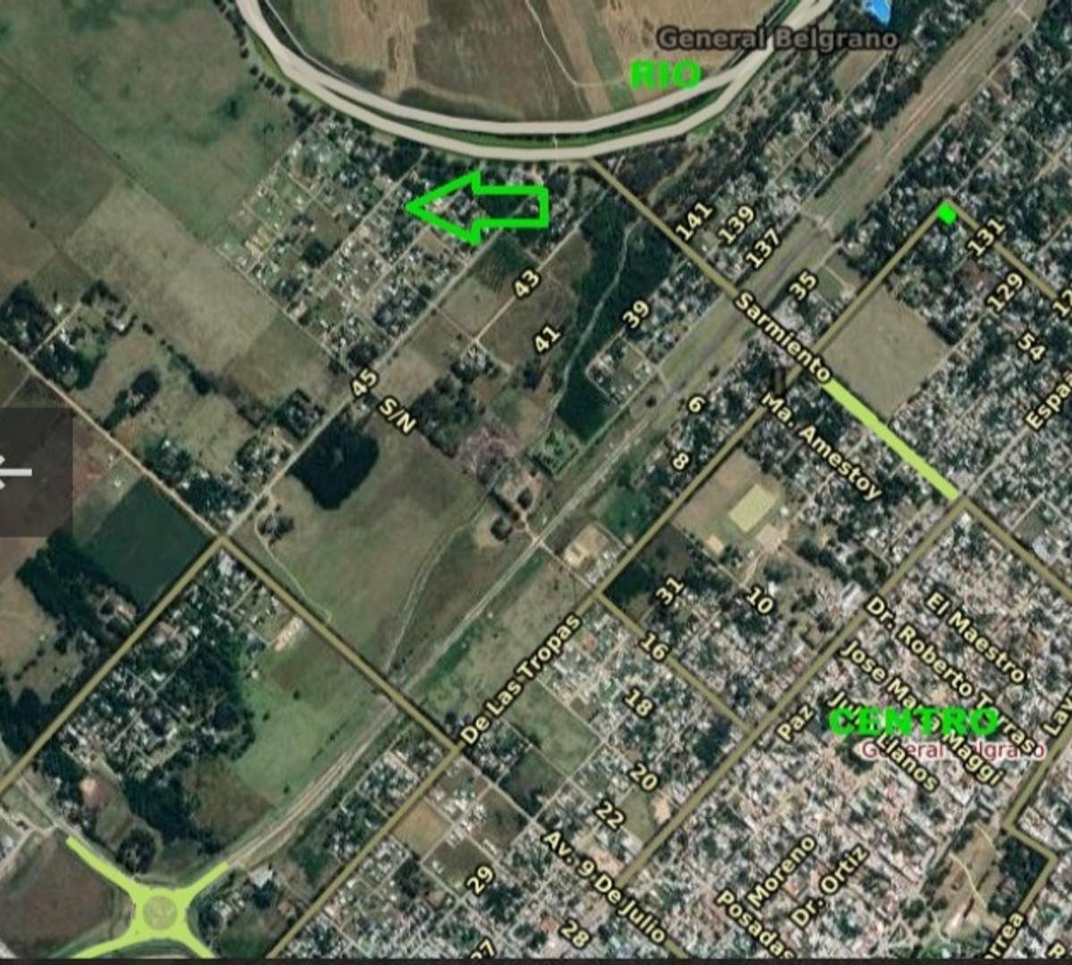 EXCELENTE LOTE A 100 MTS DEL RIO- GRAL. BELGRANO