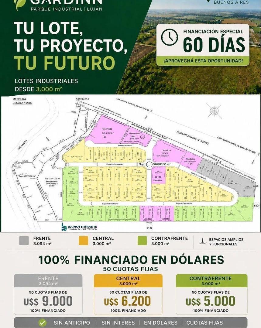TERRENO / CONTRAFRENTE / LUJAN / 100% FINANCIADO