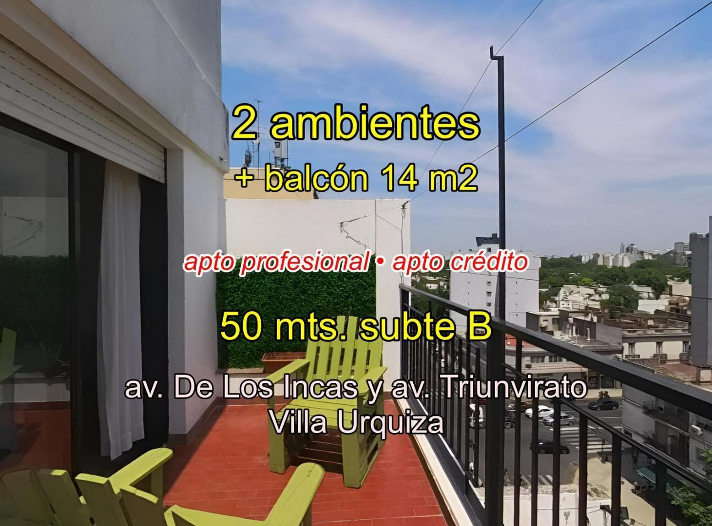 Departamento 2 ambientes apto profesional en Villa Urquiza