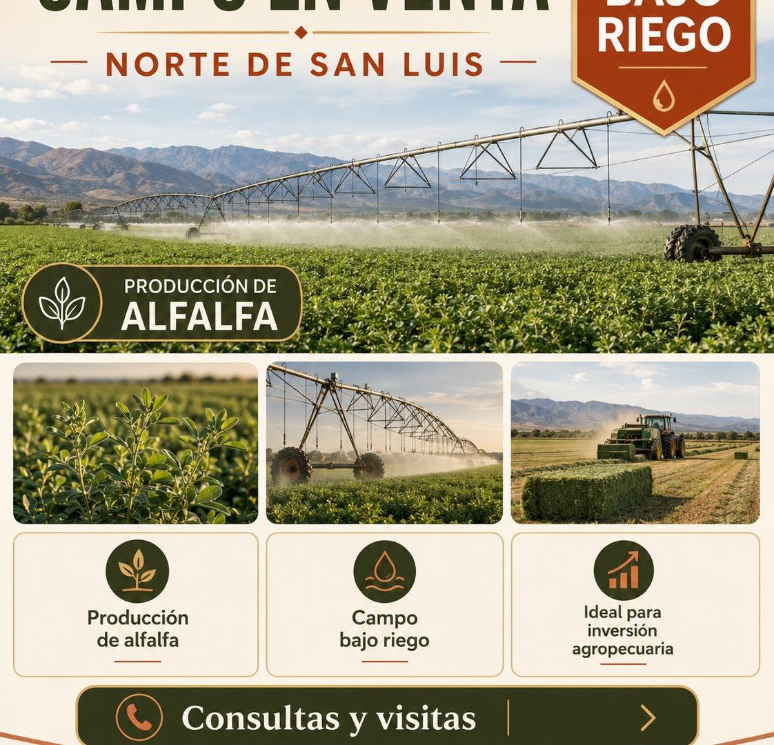 Foto de Campo bajo riego en venta 850 hectáreas en el norte de San Luis, imagen 1
