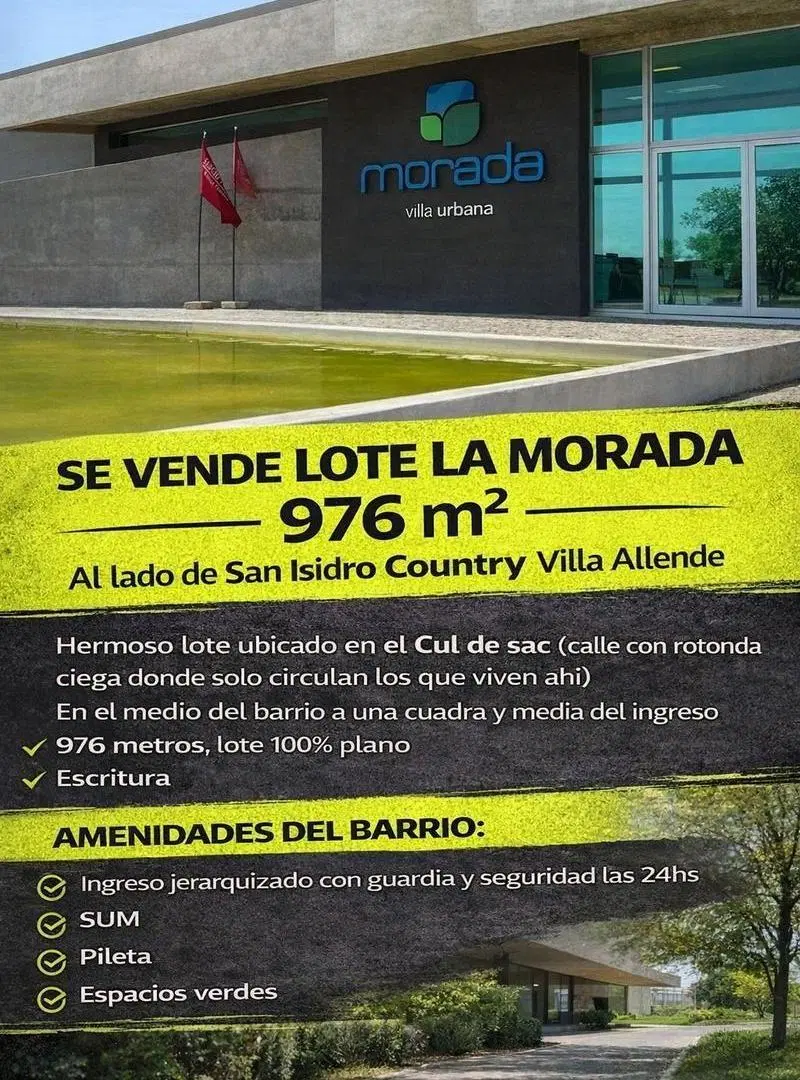 ULTIMO LOTE EN VENTA EN LA MORADA VILLA ALLENDE - PEGADO A COUNTRY SAN ISIDRO 5