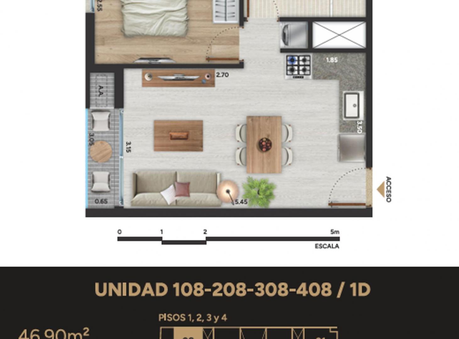 Foto de VENTA DE APARATMENTO 1 DORMITORIO Y TERRAZA, imagen 5
