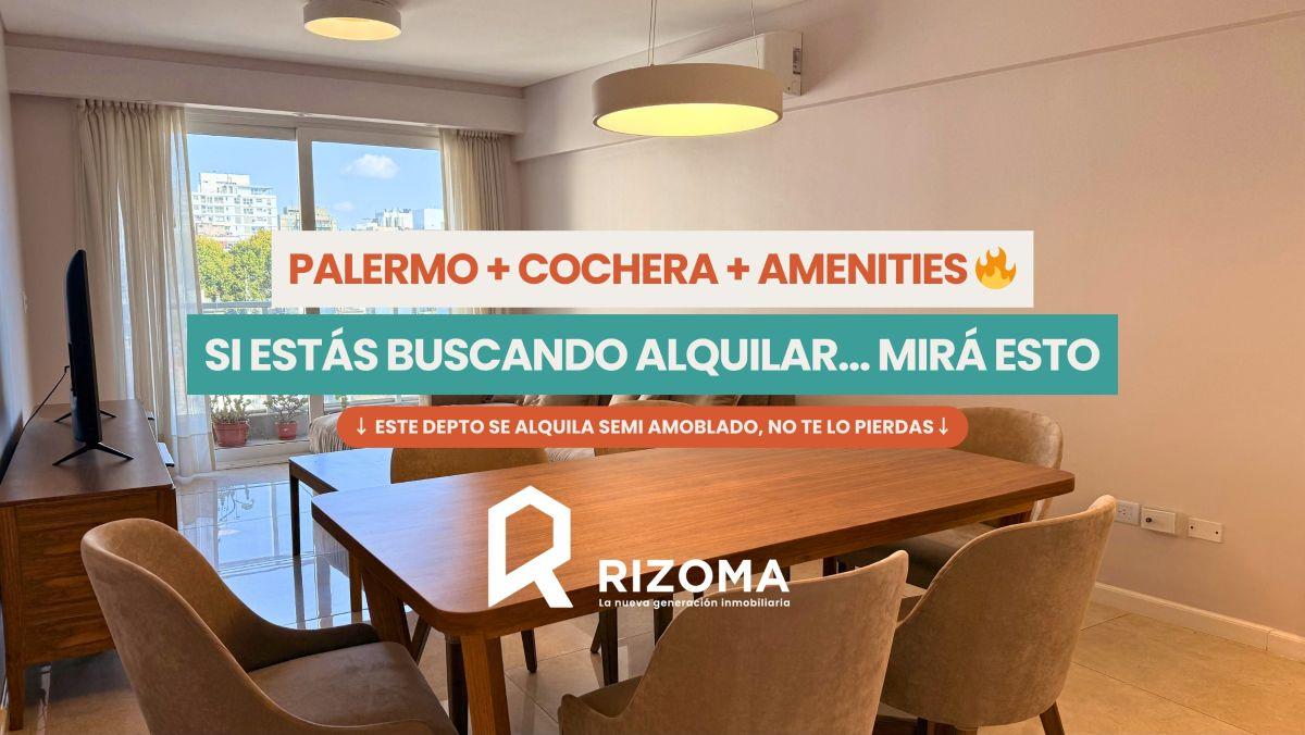 ALQUILER departamento 3 ambientes Amoblado con cochera, balcón y amenities en Palermo