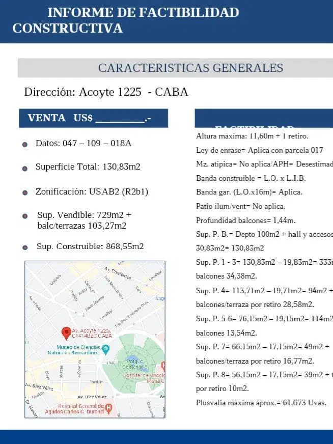 Terreno en Venta Caballito 2
