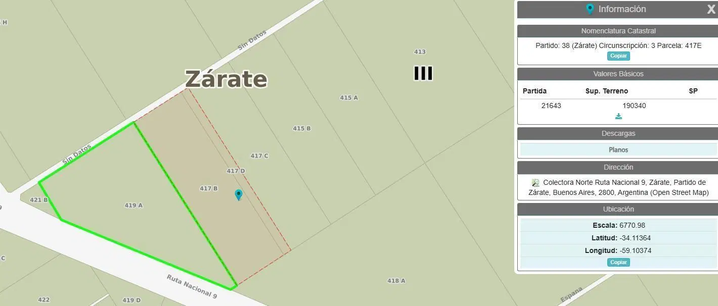 VENTA FRACCION 33 Ha Ruta 9 y Camino de la Costa Brava ZARATE 3