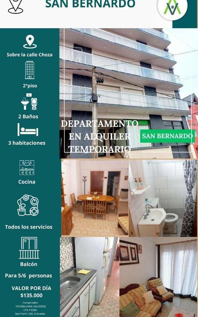 DEPARTAMENTO EN ALQUILER TEMPORARIO EN SAN BERNARDO