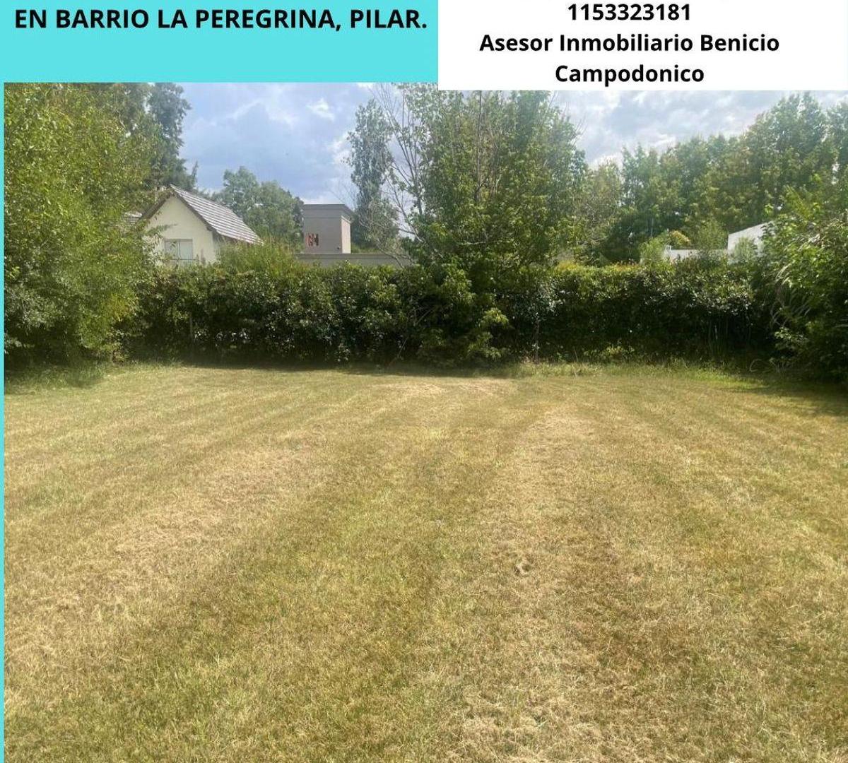 VENTA HERMOSO TERRENO INTERNO DE 800m2 EN BARRIO LA PEREGRINA PILAR