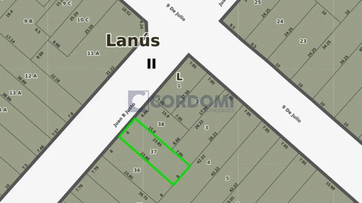 Venta Terreno en Lanús Este 190m2 a metros de Av. 9 de Julio Usucapion Larga 5