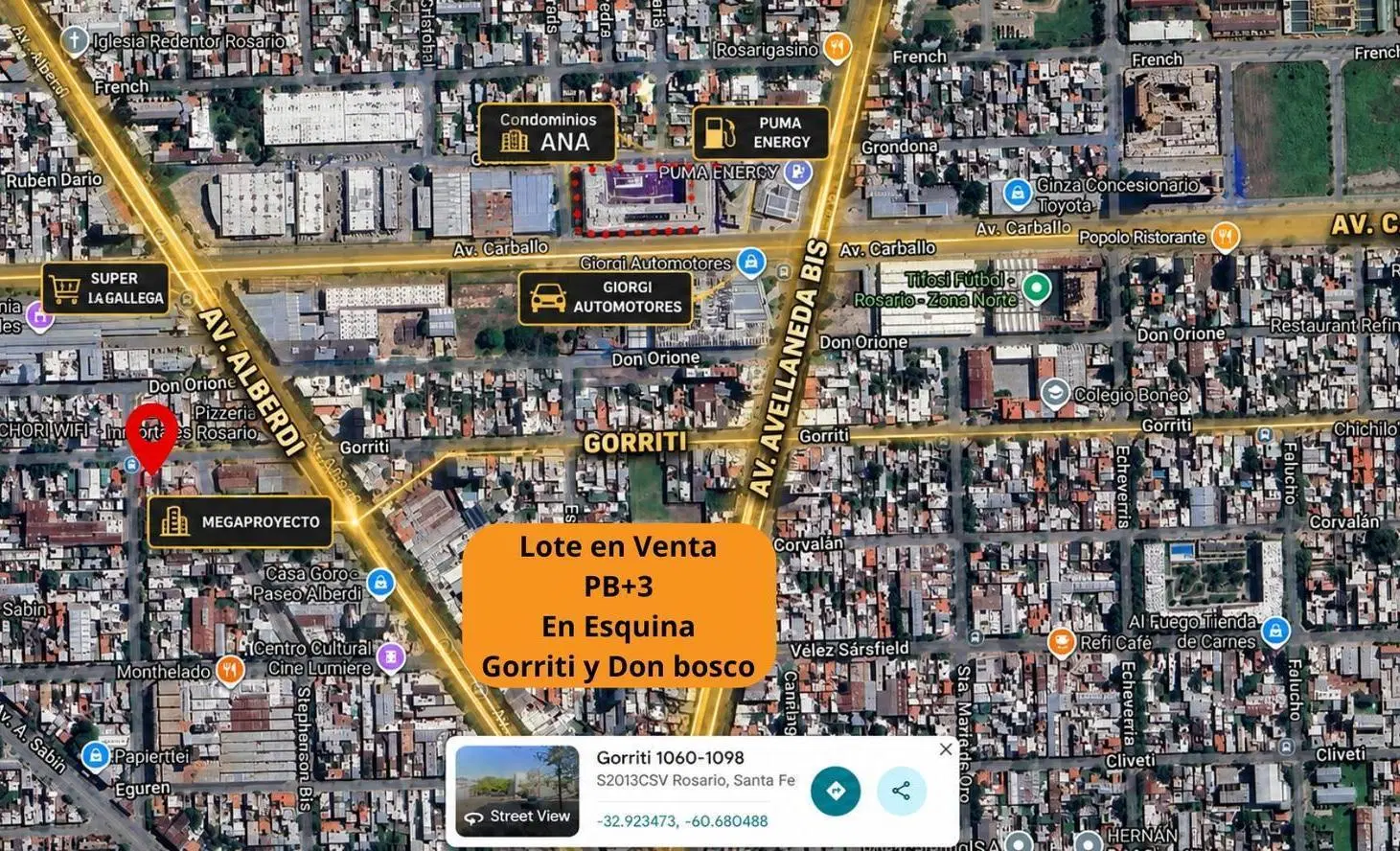 Terreno en venta en Gorriti y Don Bosco, PB + 3 Pisos, para constructora, Rosario 2