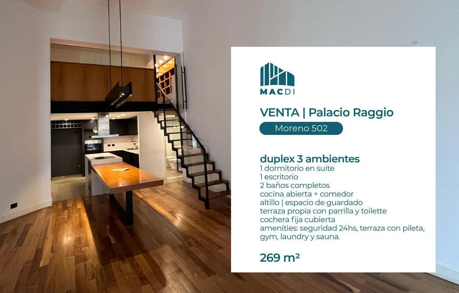 Excelente Dpto. 3 ambientes en Venta en el Palacio Raggio. 1