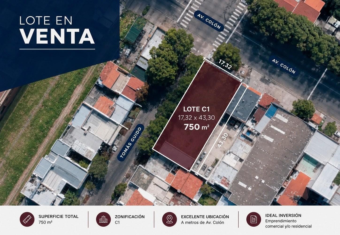 Foto de Lote 750m2 en venta - Tomás Guido y Av. Colón, imagen 1