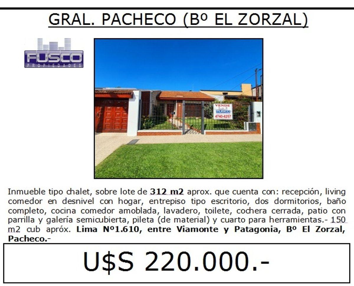 Chalet, calle Lima Nº1.610, Bº El Zorzal, General Pacheco, Tigre.-