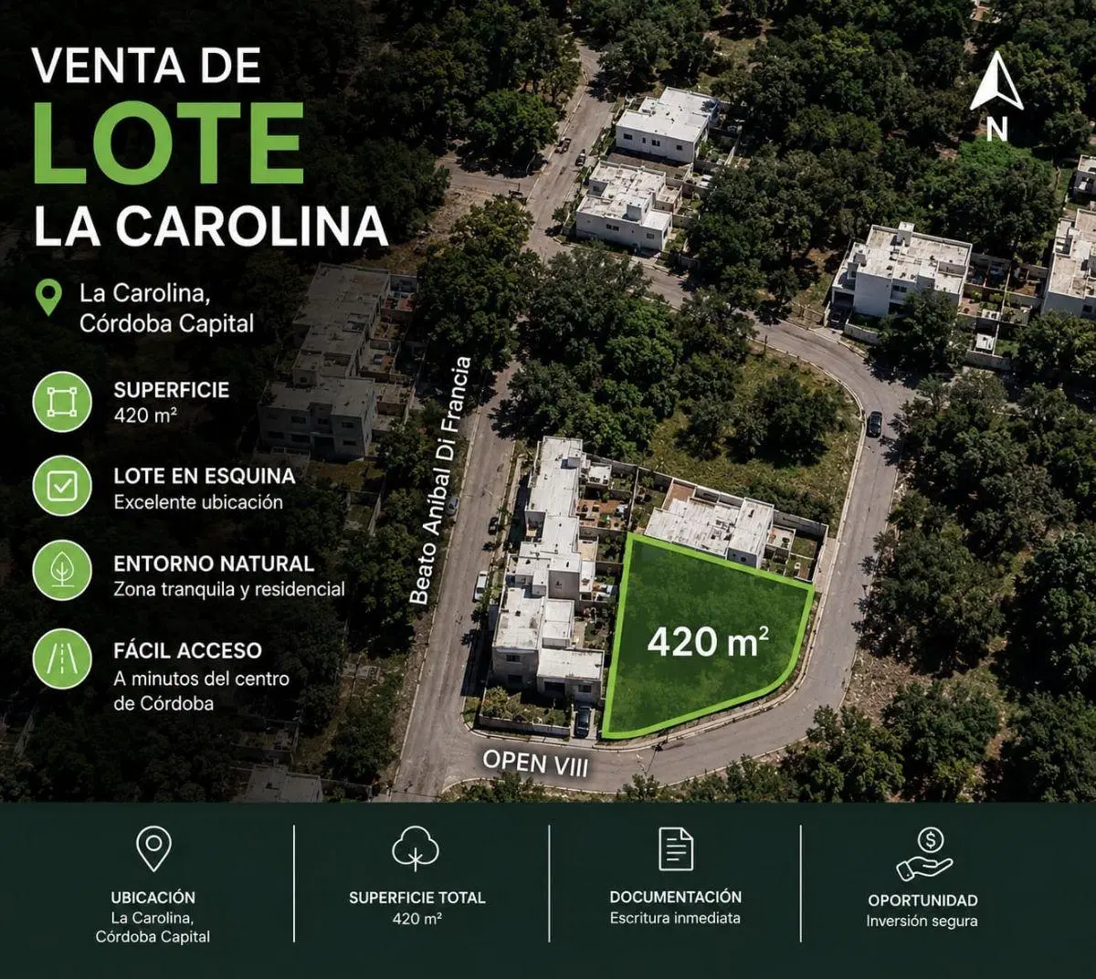 Venta Lote 420m2 en La Carolina 1