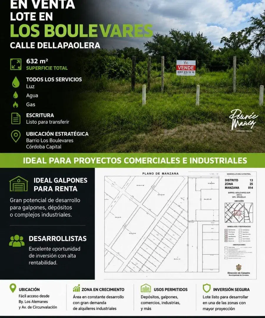 Venta lote en Los Boulevares 632m2 1