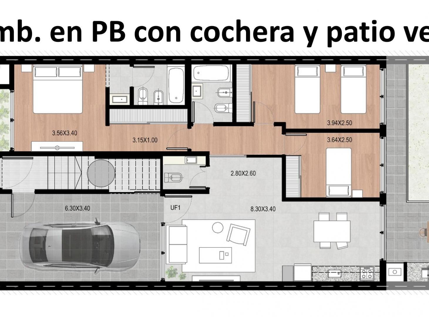PH a estrenar 4 amb. en PB con PATIO/JARDÍN y COCHERA cubierta propia, 2 baños, SIN EXPENSAS