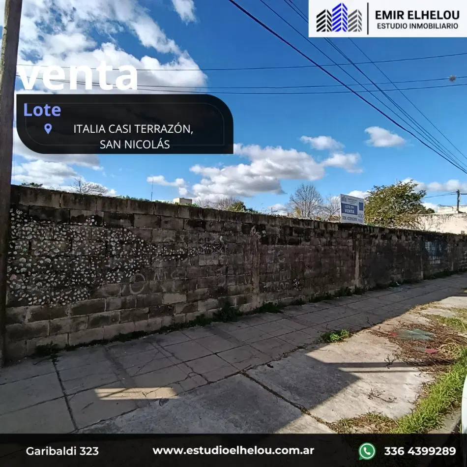 Excelente Lote de 400 mt² ubicado en calle Italia. 1