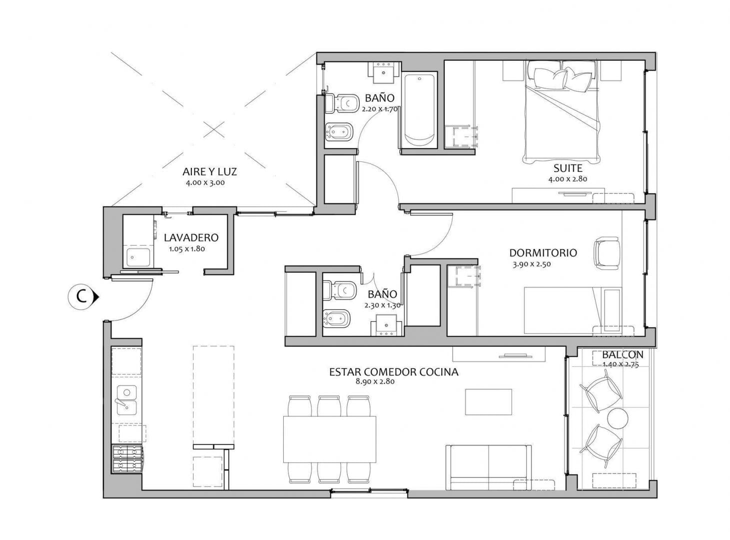 VENTA 3 AMB SUITE BALCON -ENTREGA NOV 26 - ALMAGRO