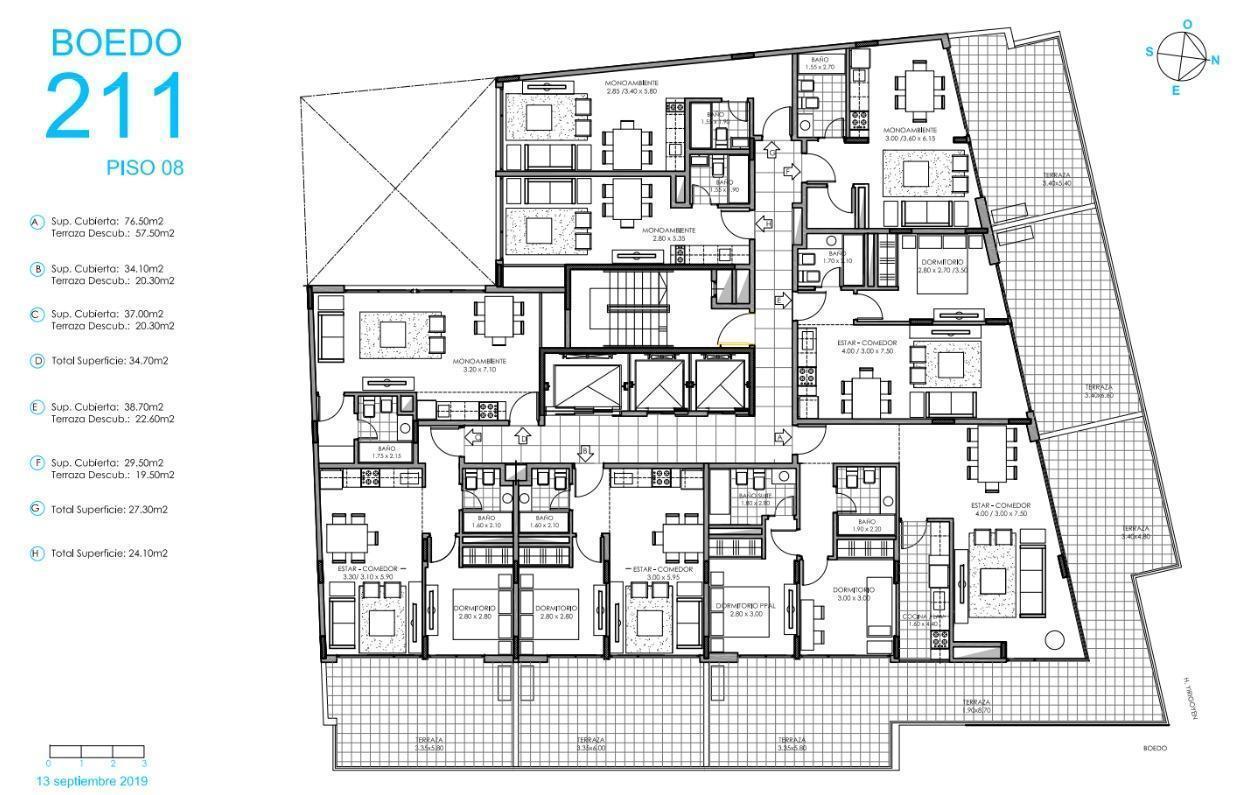Venta 2 amb. a estrenar, apto prof. con amenities - Subte A