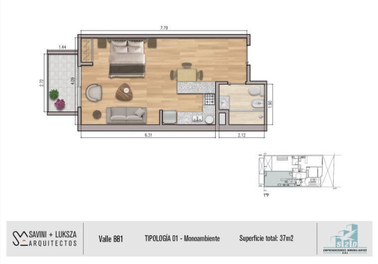 Venta Departamento monoambiente a estrenar frente balcón Caballito Pedro Goyena