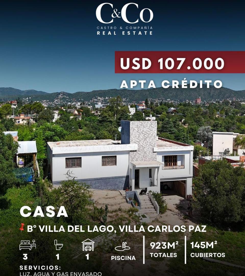 Venta Casa De 3 Dormitorios Con Terreno de 923 M2 En Villa Del Lago - Villa Carlos Paz