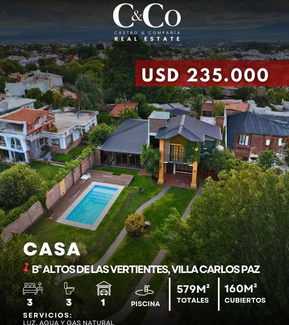 Venta Casa En Altos De Las Vertientes De 3 Dormitorios Con Pileta Vista Y Entorno Residencial