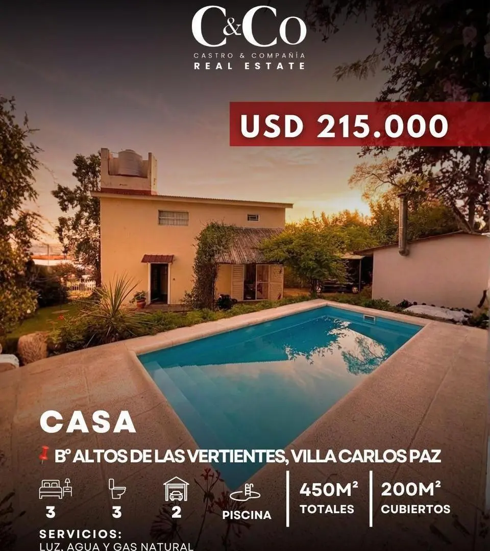 Venta Gran Chalet De 3 Dormitorios Con Piscina Barrio Las Vertientes – Villa Carlos Paz 1