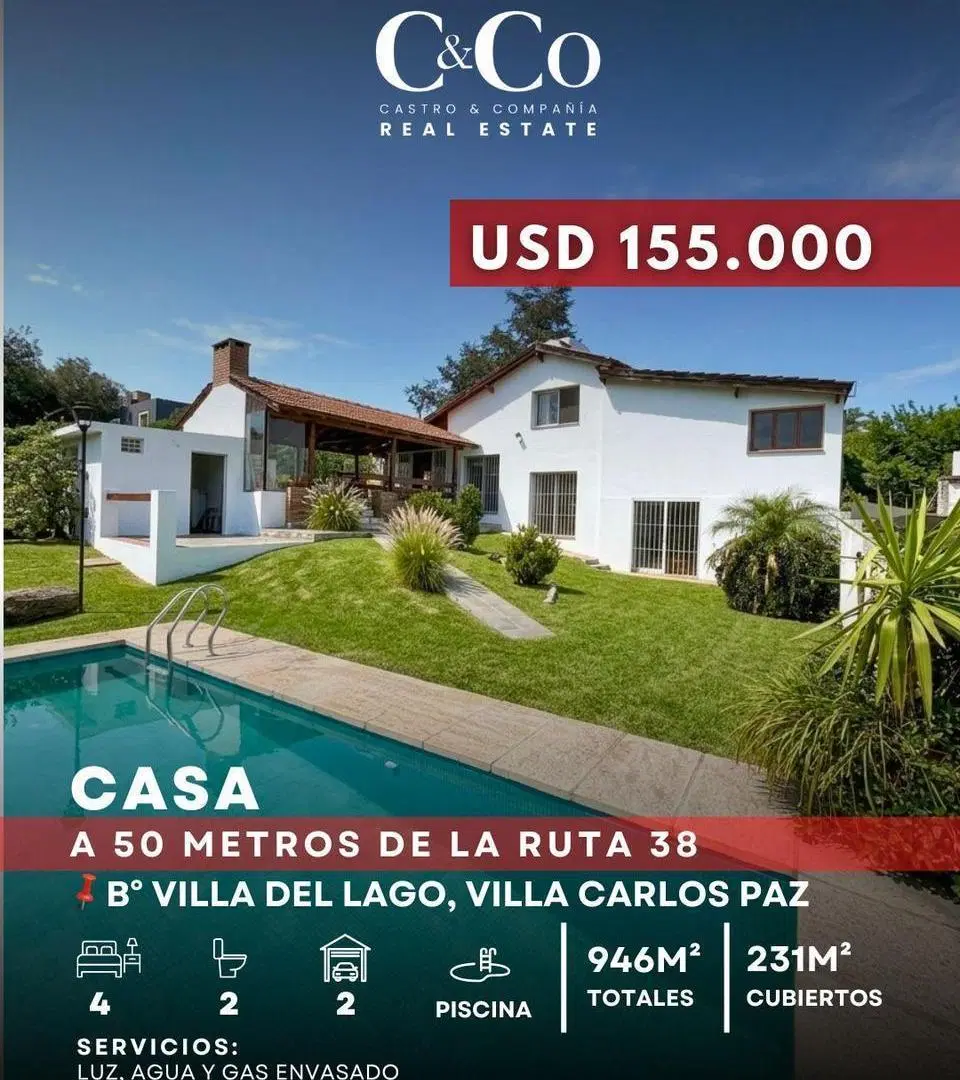 Venta Casa 3 / 4 Dormitorios Con Piscina A 50 Metros De Ruta 38 En Villa Del Lago - Villa Carlos Paz 2