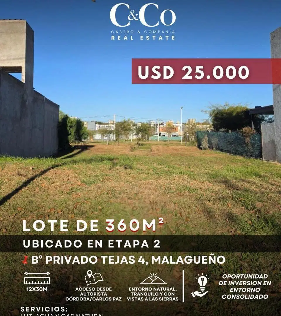 Venta Lote Central Totalmente Cancelado En Barrio Privado Tejas 4 Etapa 2 – Malagueño 3