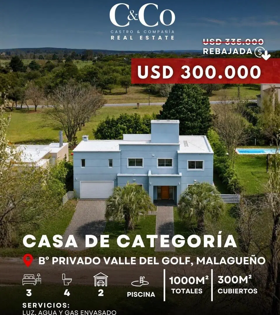 Venta Casa De Categoría 3 Dormitorios y Pileta Climatizada En Barrio Valle Del Golf - Malagueño 1