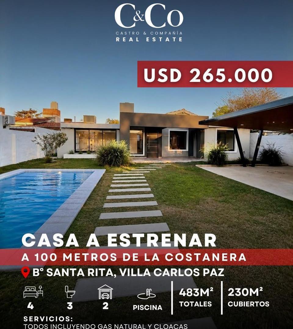 Venta Moderna Casa A Estrenar De 4 Dormitorios Y Piscina En Barrio Santa Rita – Villa Carlos Paz