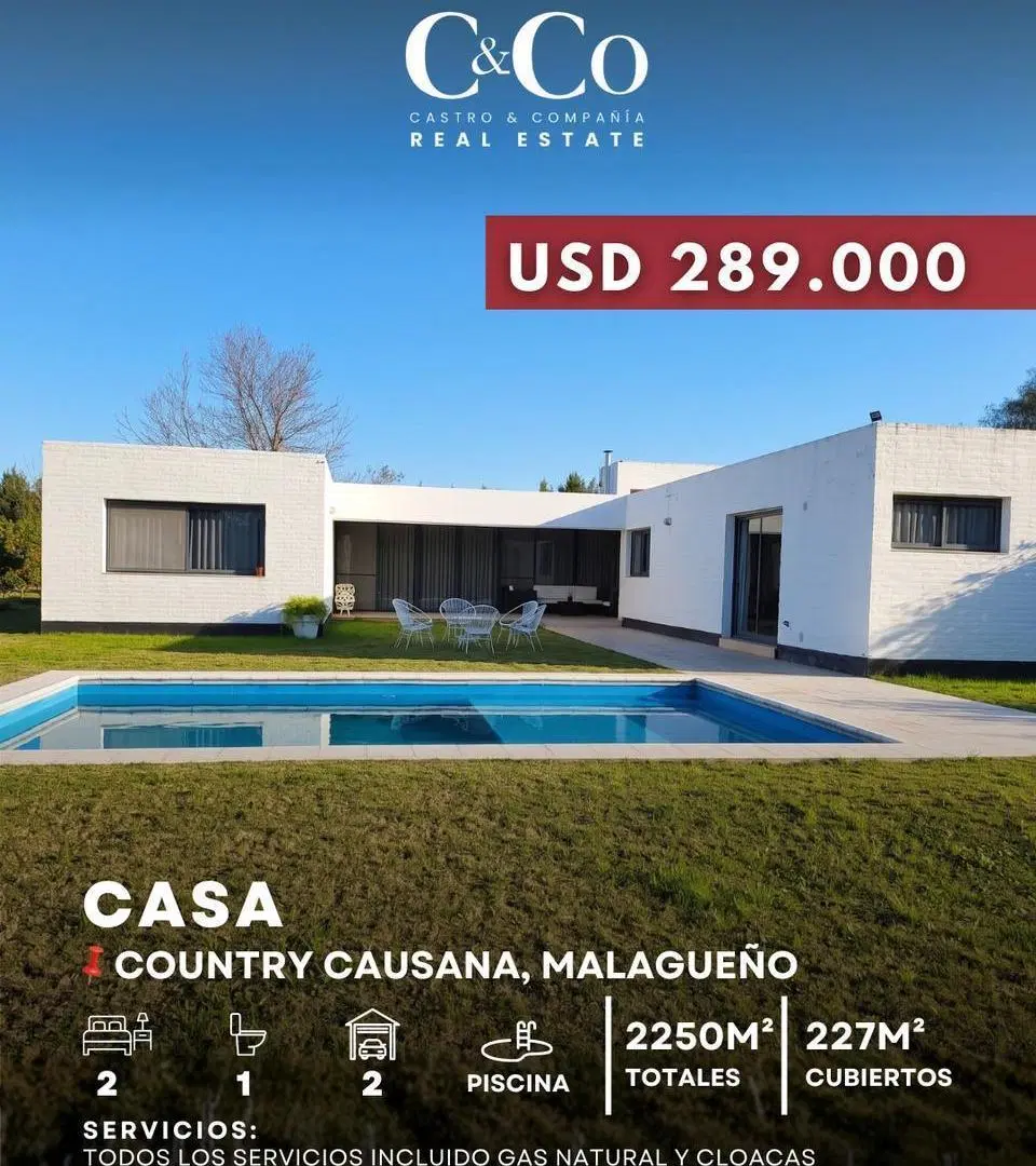 Casa De 2 Dormitorios Con Piscina En Venta En Country Causana - Malagueño 4