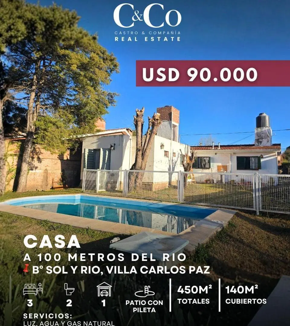 Venta Casa de 3 dormitorios a 100 metros del Rio en Barrio Sol y Río - Villa Carlos Paz 5