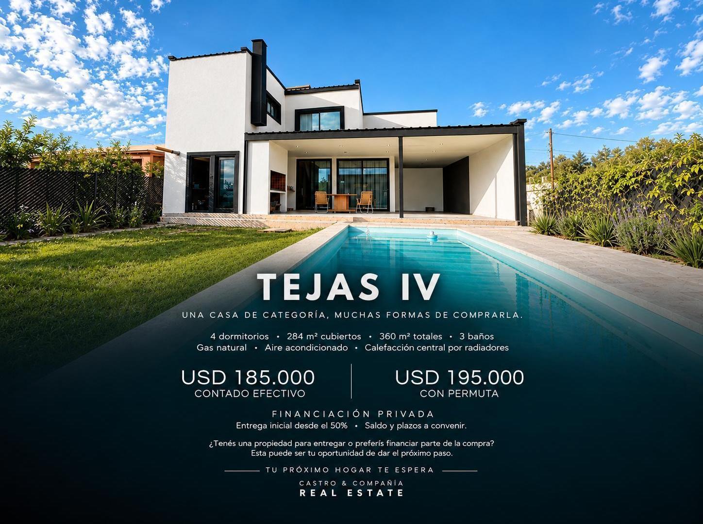 Venta Casa de 4 Dormitorios Pileta y Cochera con Gas Natural En Barrio Privado Tejas 4 – Malagueño