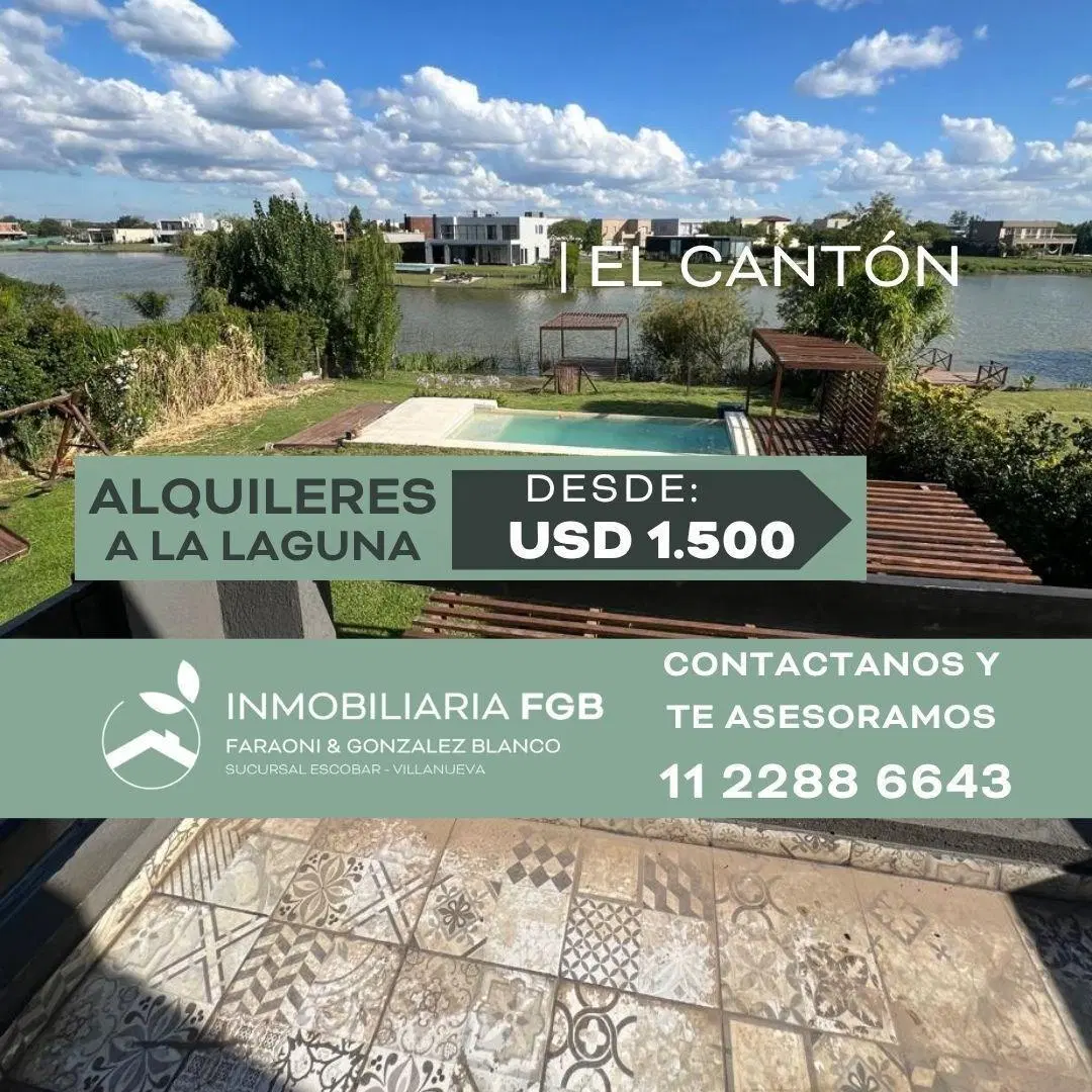 Casa a la laguna con pileta en Alquiler en El Cantón, Escobar | Consultanos opciones con o sin muebl 5